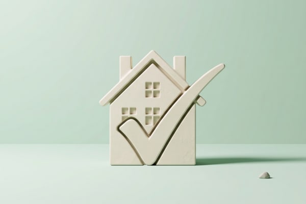 Une maison avec le signe validé incrusté 